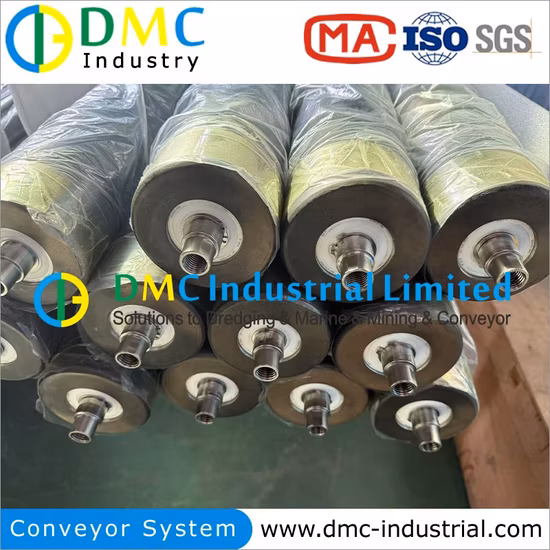 Rolo de poliuretano SBR NBR FKM EPDM para entrega de material de produção de correia Rolos de borracha para transportador